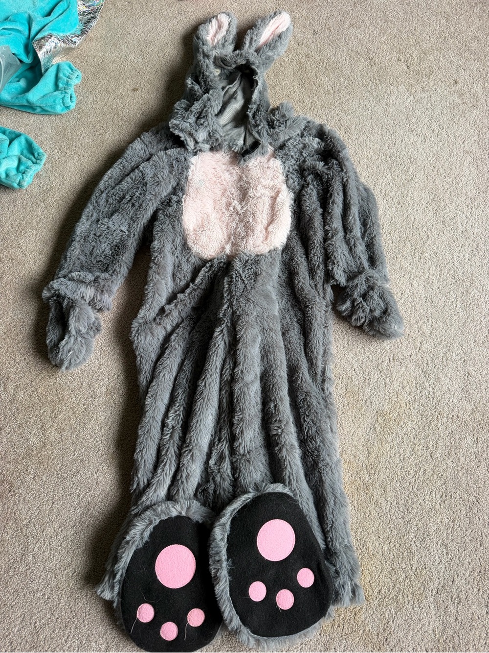 Gray Bunny Kids Costume with Pink Accents